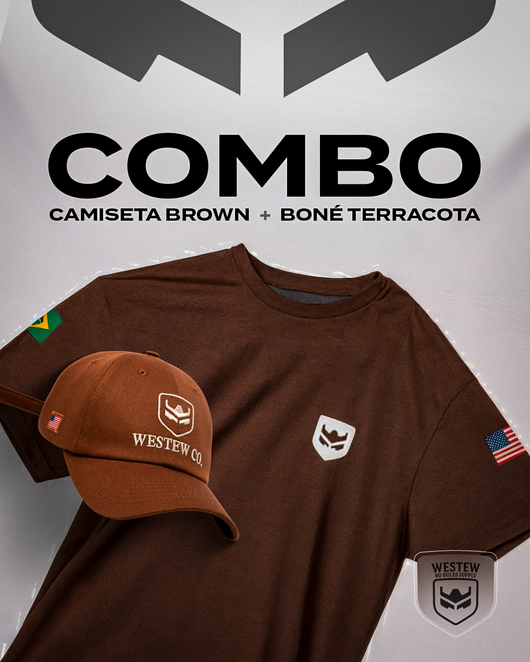 Camiseta básica Marrom + Boné Dad Hat Terracota